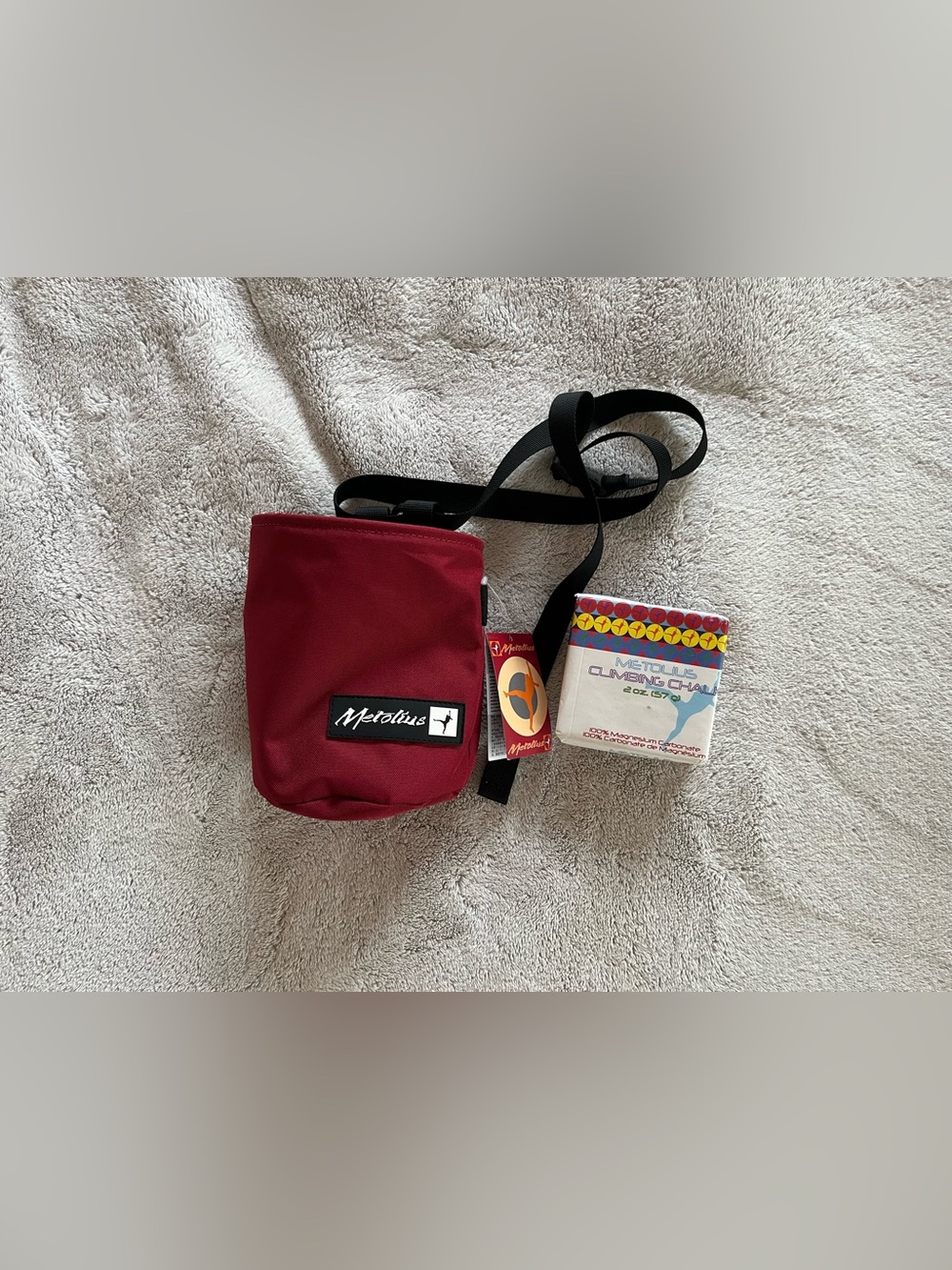 NWT Red Metolius Climbing Chalk Bag and Chalk Block